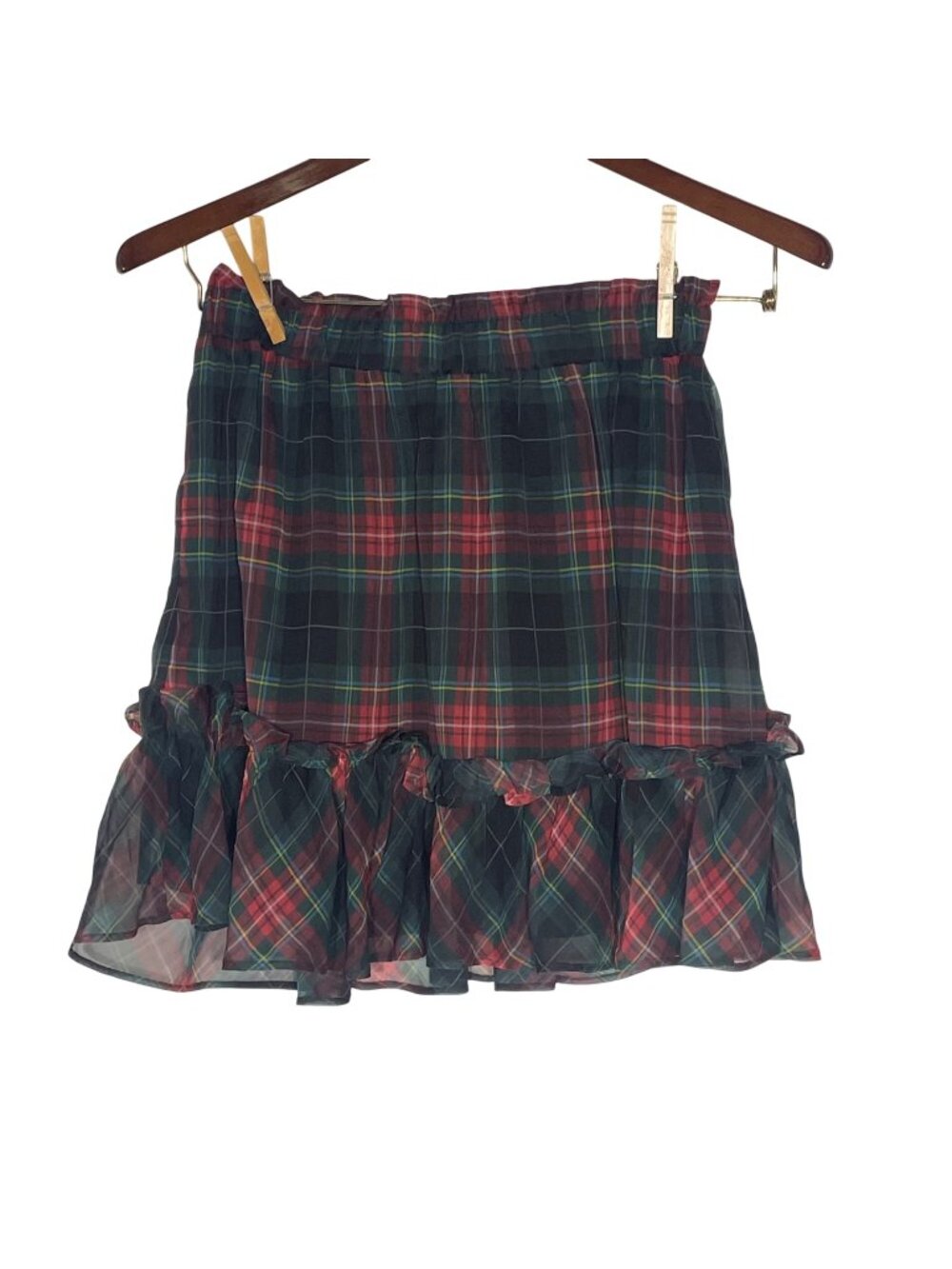 Vineyard Vines Tartan Plaid Ruffle Mini Skirt Sz MED Academia‎ Preppy Holiday